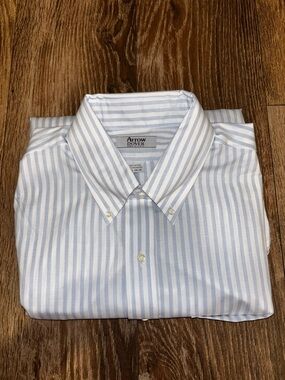 Arrow Dover 17.5 34/35 Men’s Light Blue & White Striped Dress Shirt